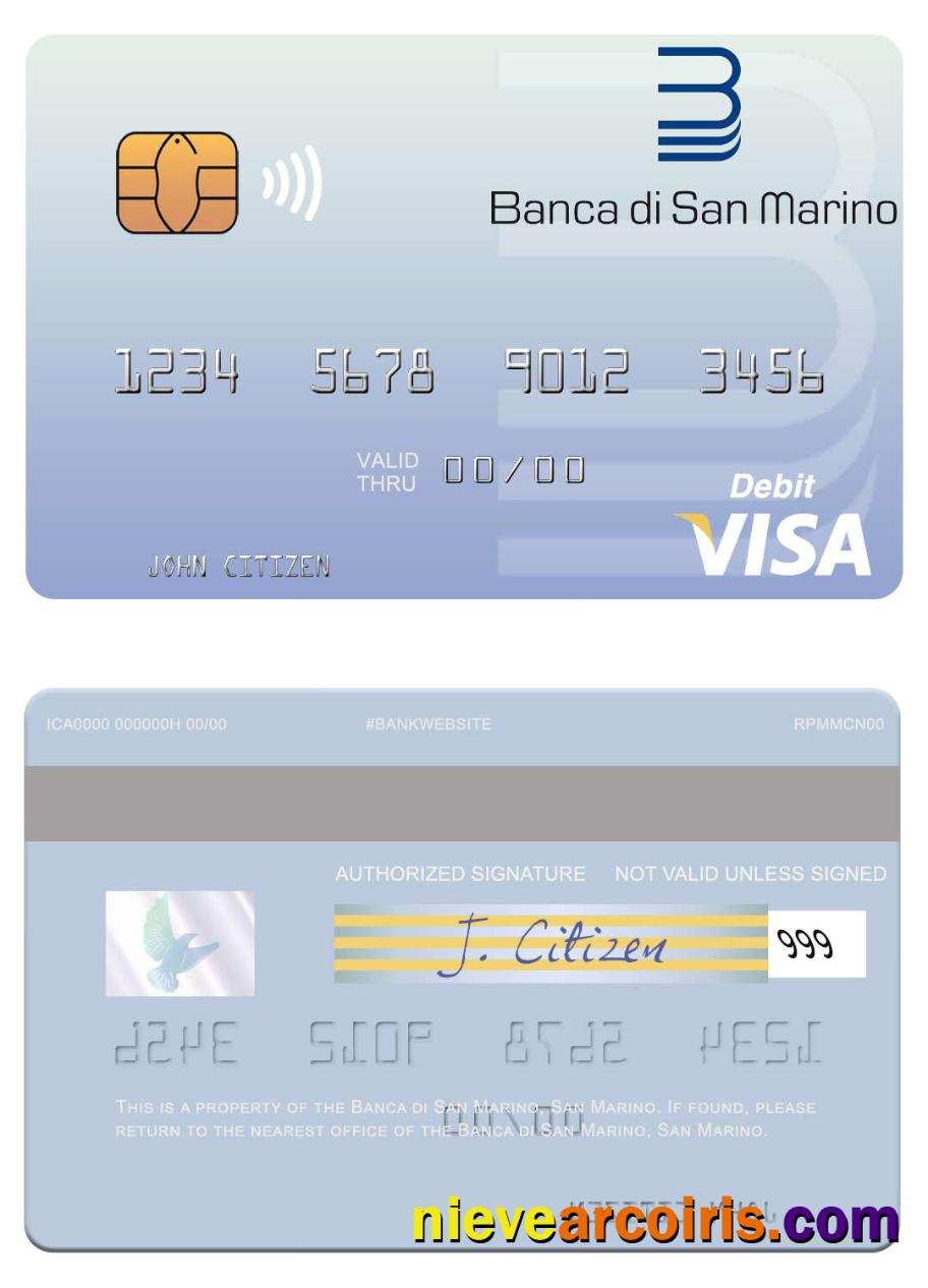 San Marino Banca di San Marino visa debit card